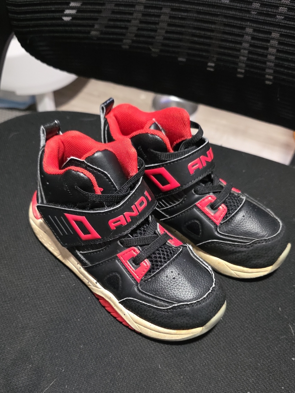 And1 Boys Black and Red Mid-Top Sneakers